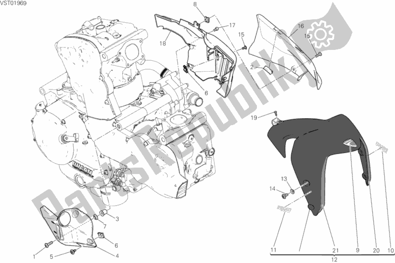 All parts for the Half Fairing of the Ducati Monster 821 Stealth Thailand 2020